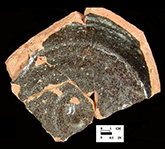 Interior of a Buckley-type base sherd from the Angelica Knolls site 18CV60/1.888.
