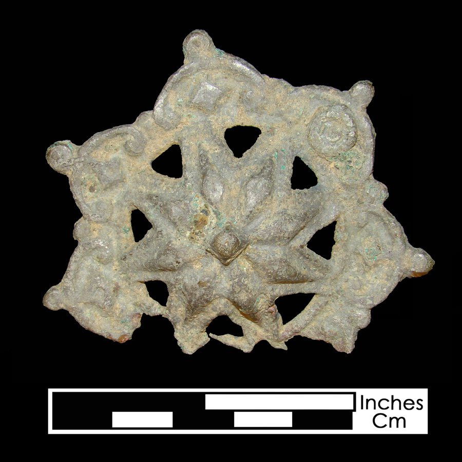 Image of copper alloy curb bit boss, Openwork.