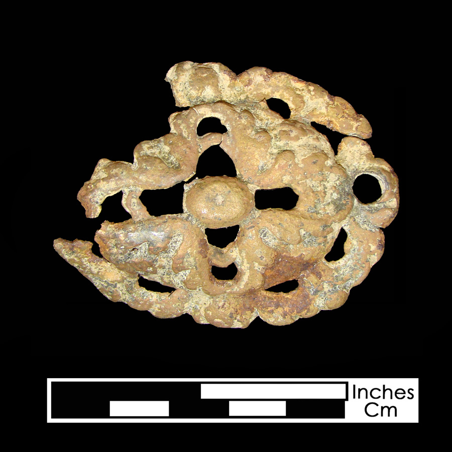Image of copper alloy curb bit boss, Openwork.