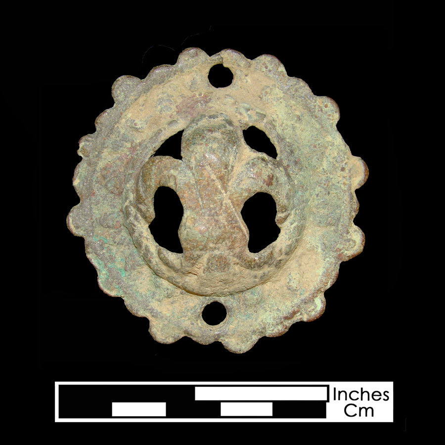 Image of copper alloy curb bit boss, Openwork.