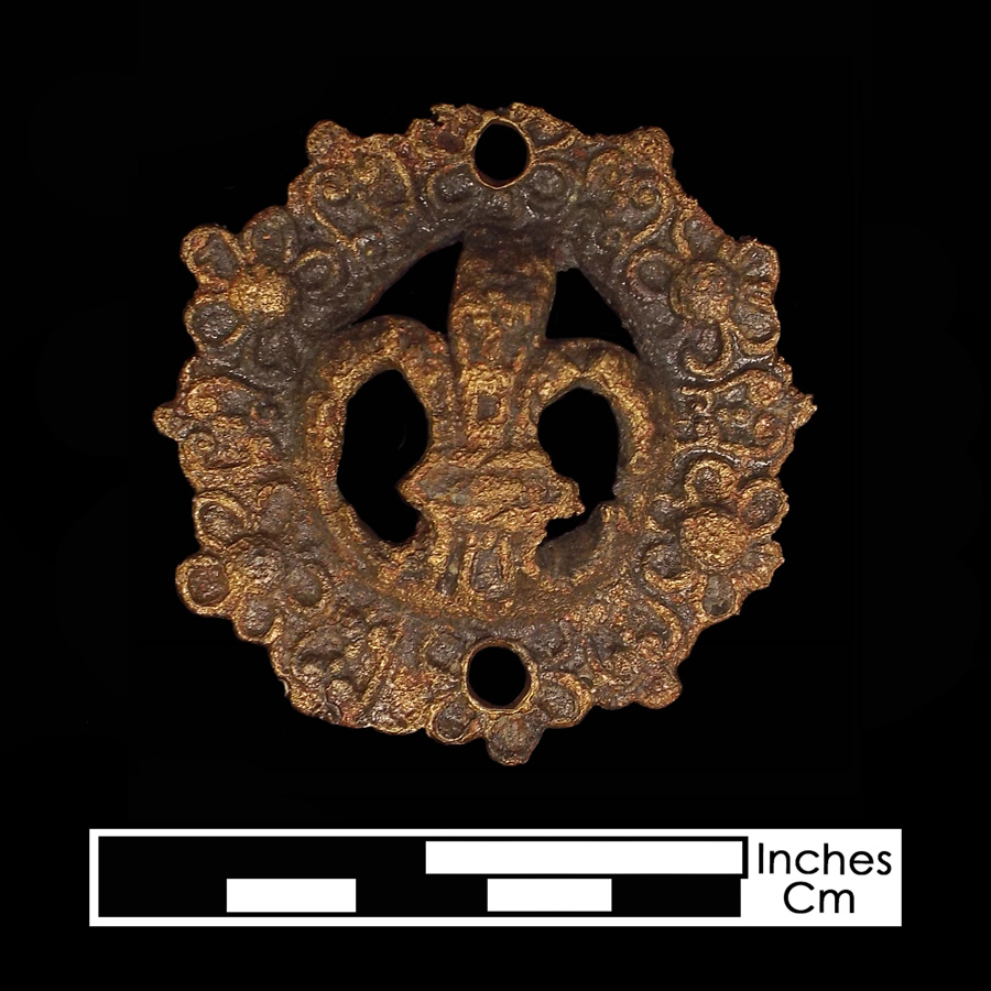 Image of copper alloy curb bit boss, Molded/Openwork.