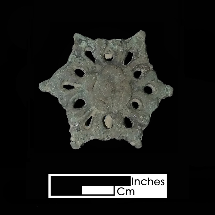 Image of copper alloy leather ornament, Openwork, Flower.