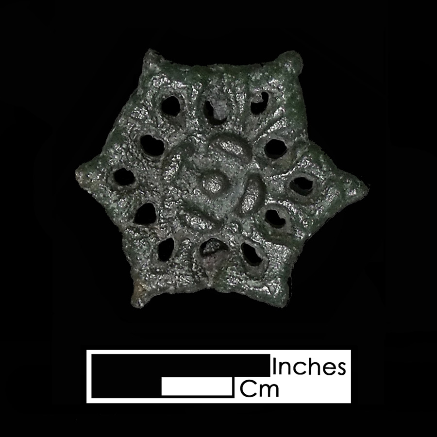 Image of copper alloy leather ornament, Openwork, Flower.