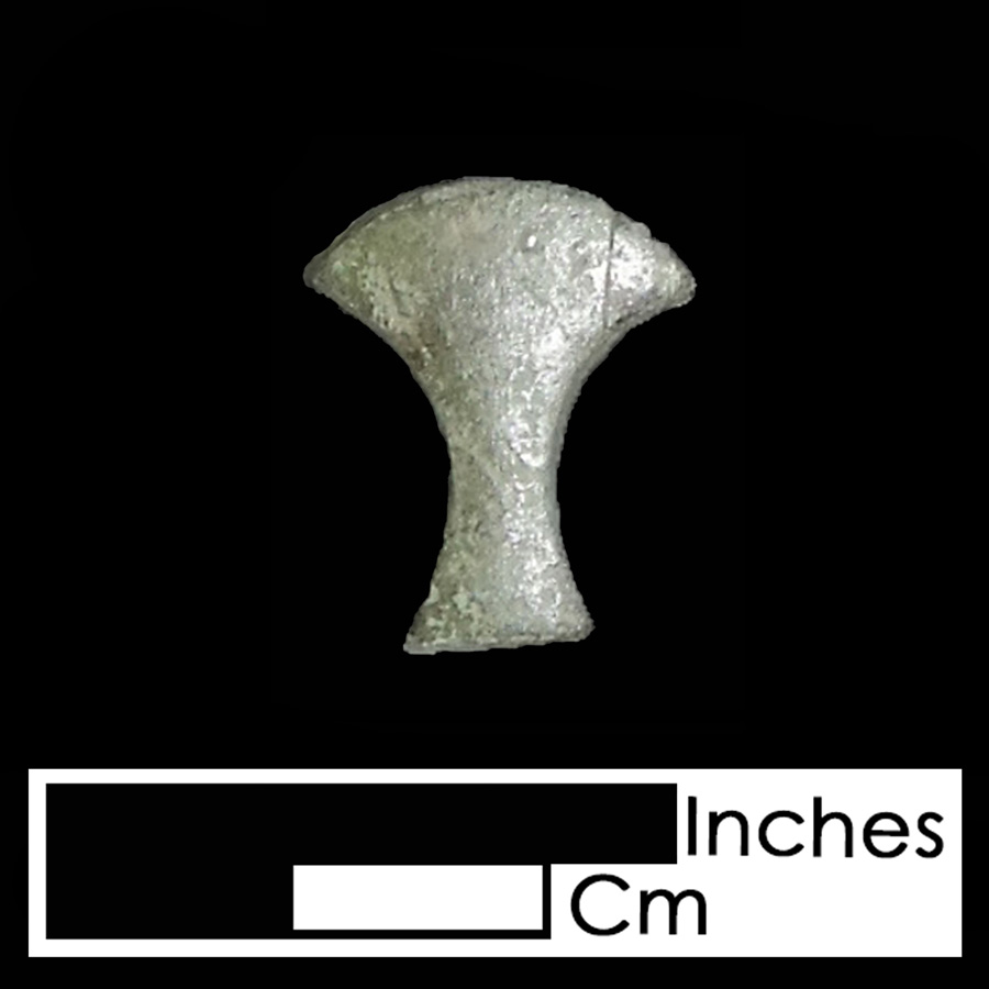 Image of copper alloy leather ornament, Axe Head.