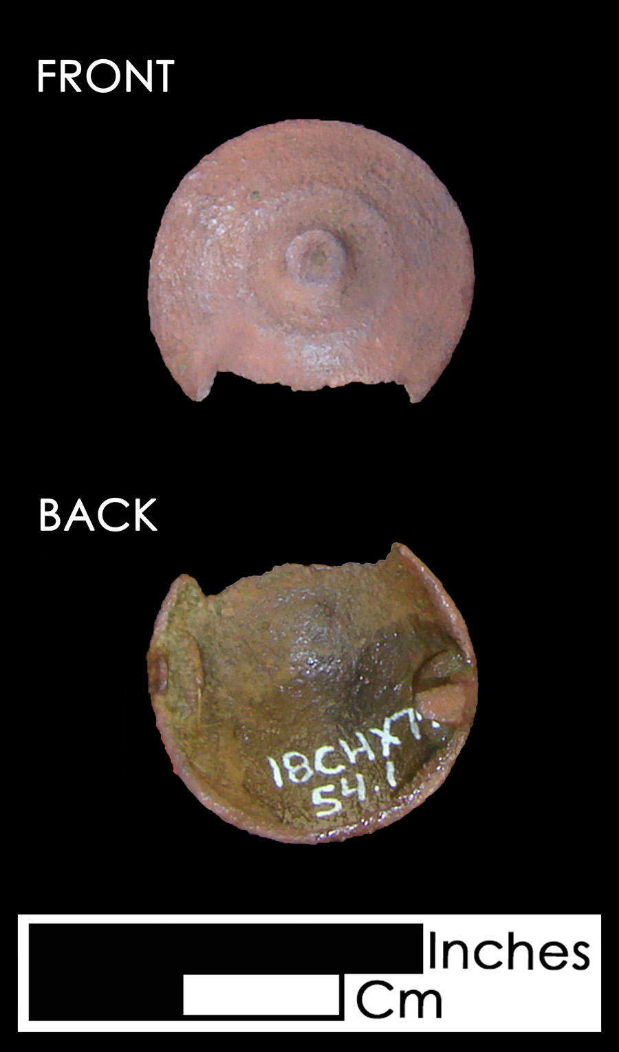 Image of copper alloy leather ornament, Dome with Nipple, Dome with Concentric.