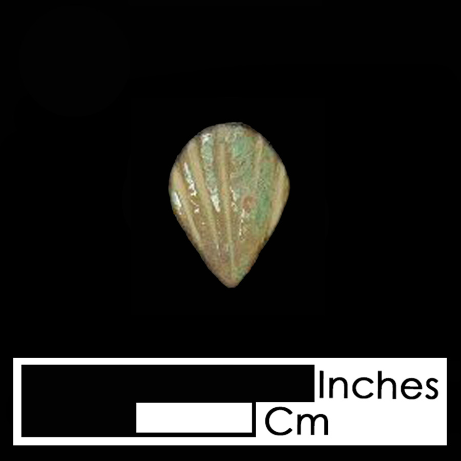 Image of copper alloy leather ornament, Shell.