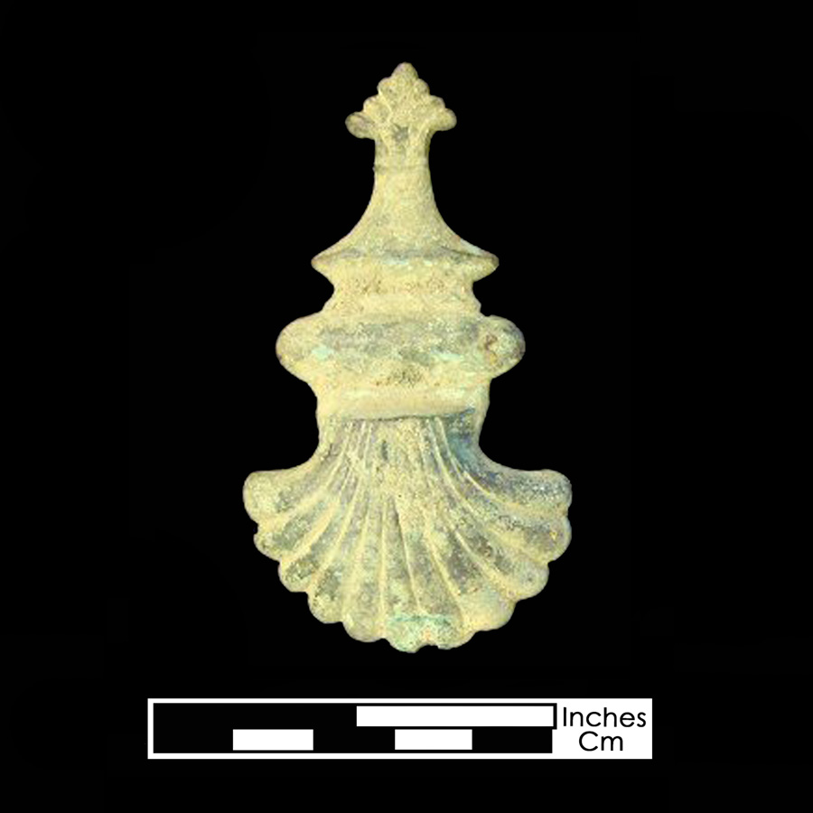 Image of copper alloy leather ornament, Large Asymmetric.