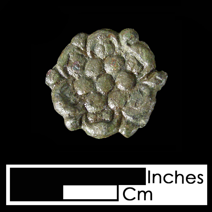 Image of copper alloy leather ornament, Tudor Rose.