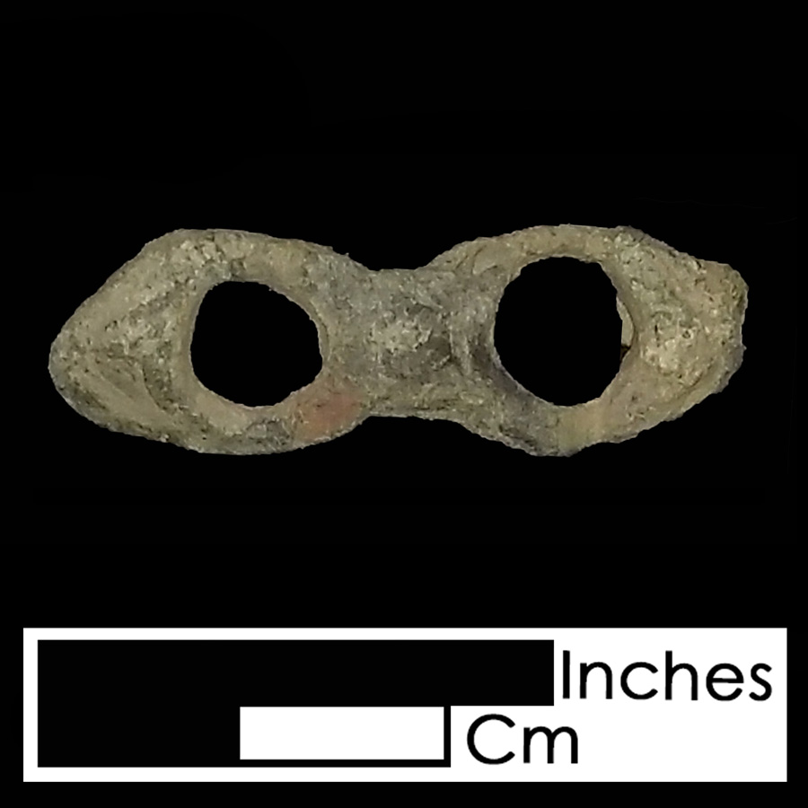 Image of copper alloy leather ornament, Openwork, Barbell.