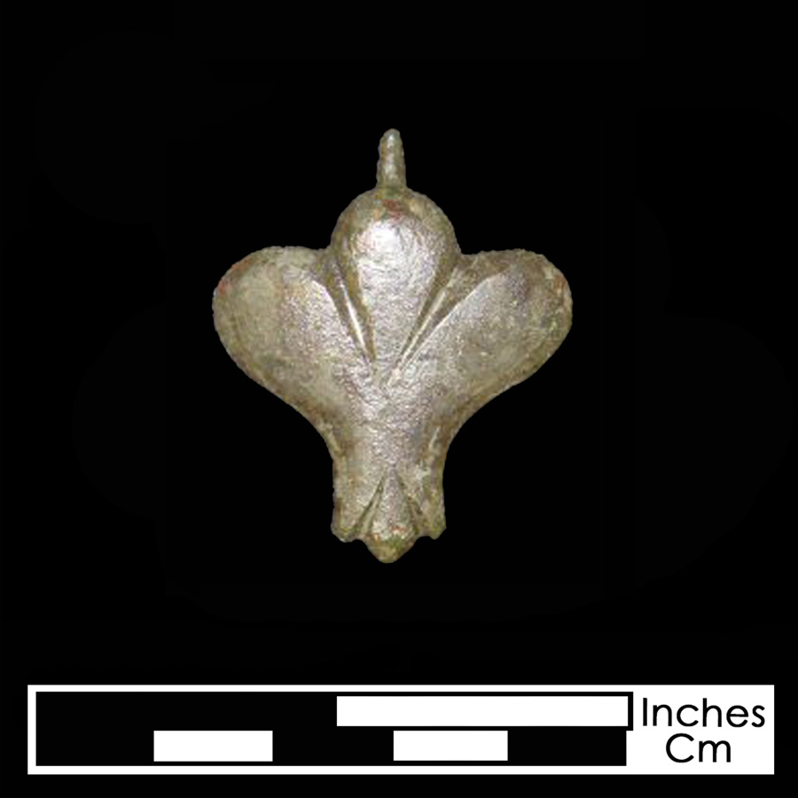 Image of copper alloy leather ornament, Fleur-de-lis.