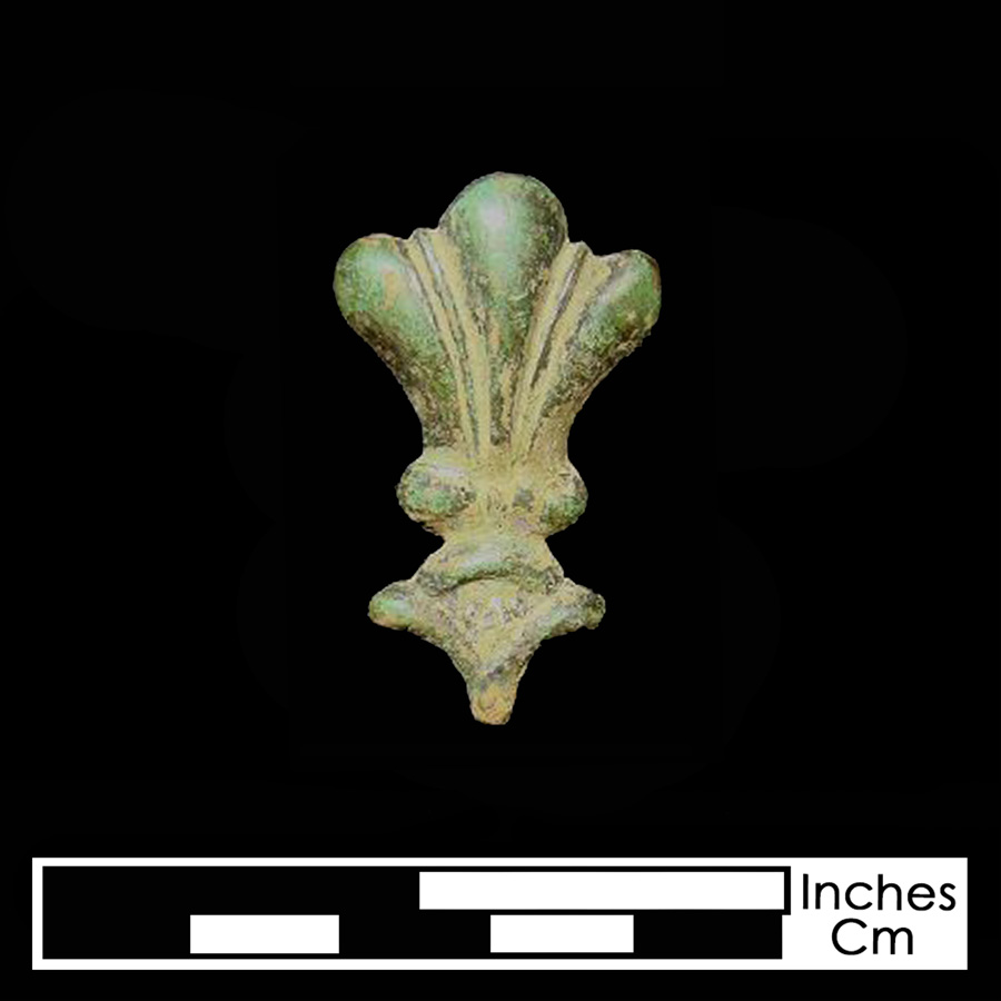 Image of copper alloy leather ornament, Fleur-de-lis.