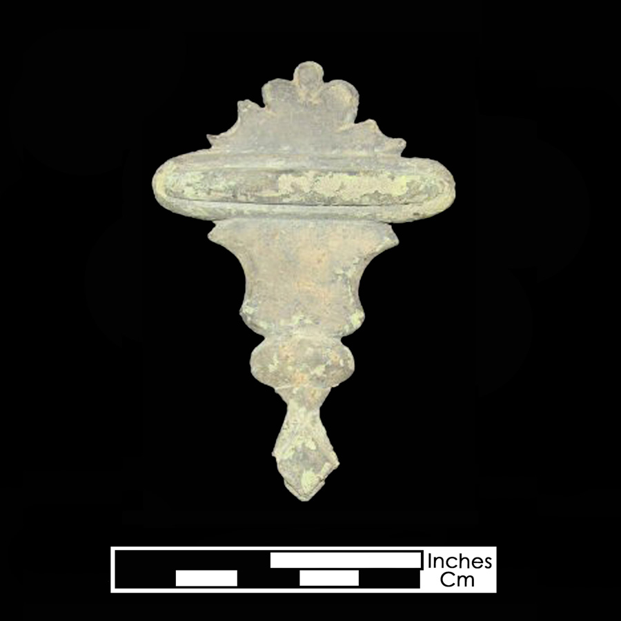 Image of copper alloy leather ornament, Large Asymmetric.