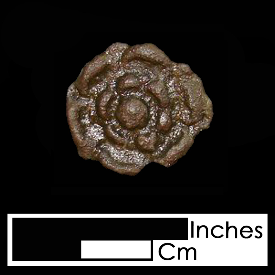 Image of copper alloy leather ornament, Tudor Rose.