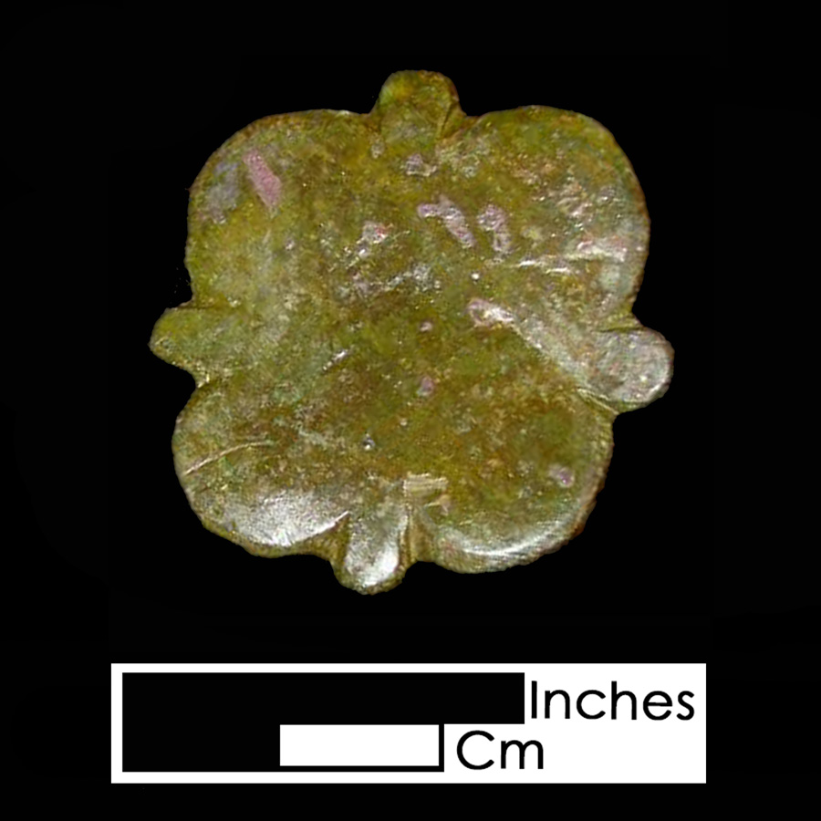Image of copper alloy leather ornament, Quatrefoil.