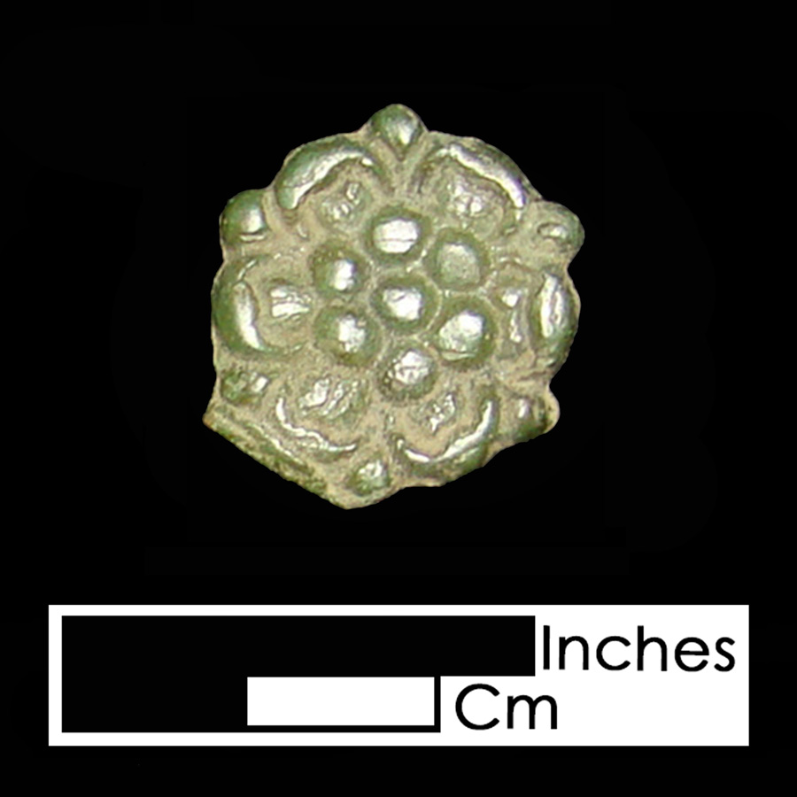 Image of copper alloy leather ornament, Tudor Rose.