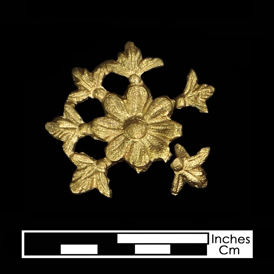 Image of copper alloy leather ornament, Openwork, Floral.