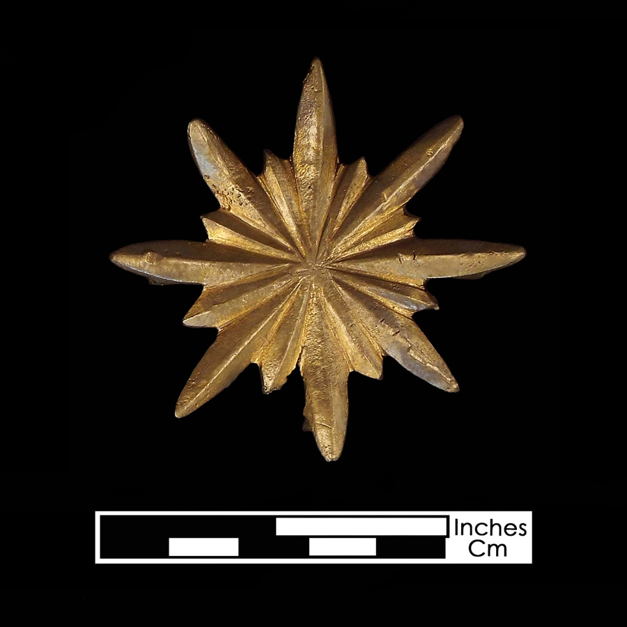 Image of copper alloy leather ornament, Starburst.