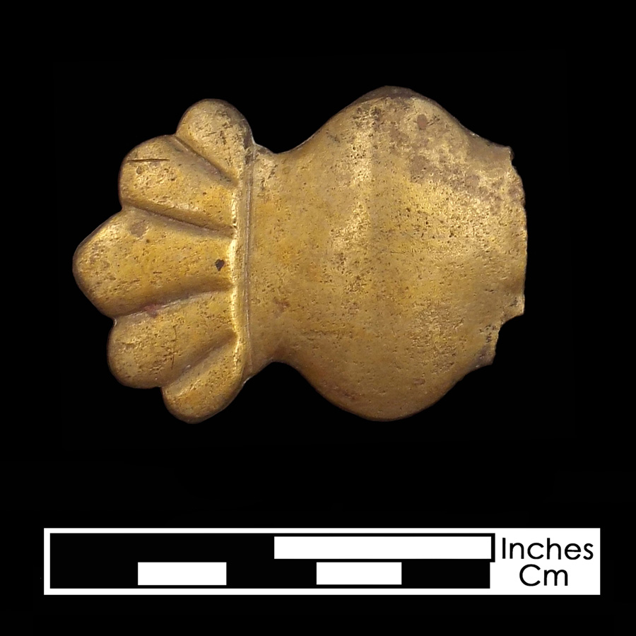 Image of copper alloy leather ornament, Large Scalloped Ends.