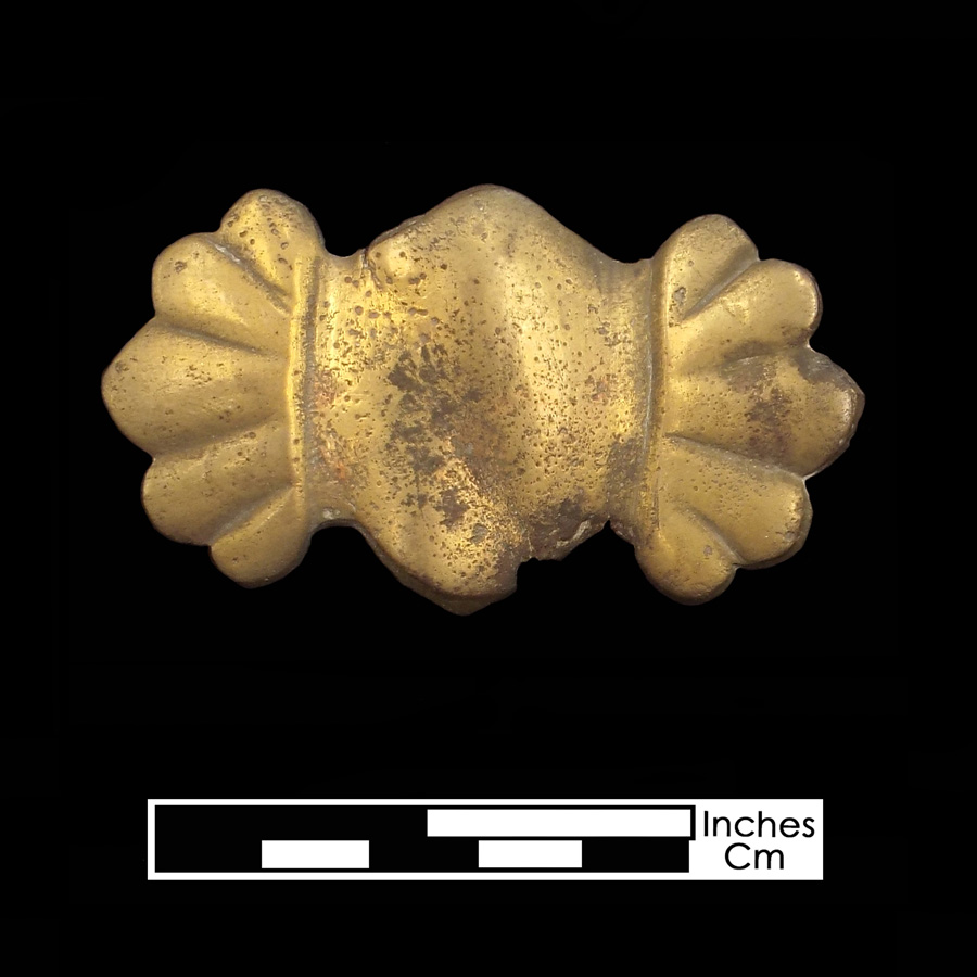 Image of copper alloy leather ornament, Large Scalloped Ends.