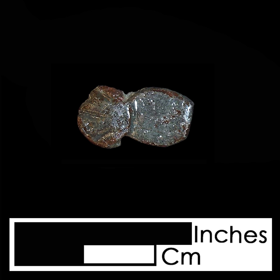 Image of copper alloy leather ornament, Barbell.