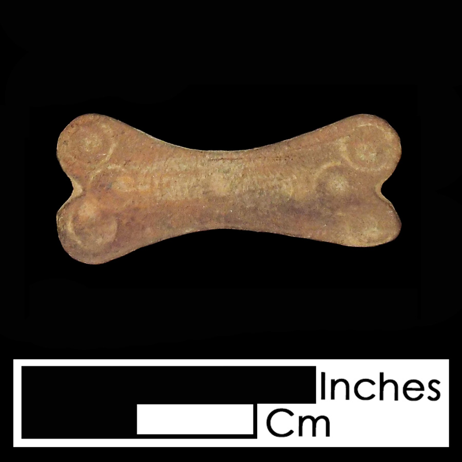 Image of copper alloy leather ornament, bone.
