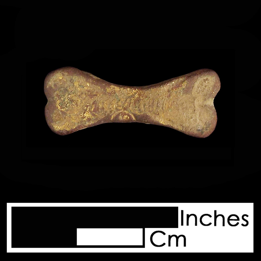 Image of copper alloy leather ornament, bone.
