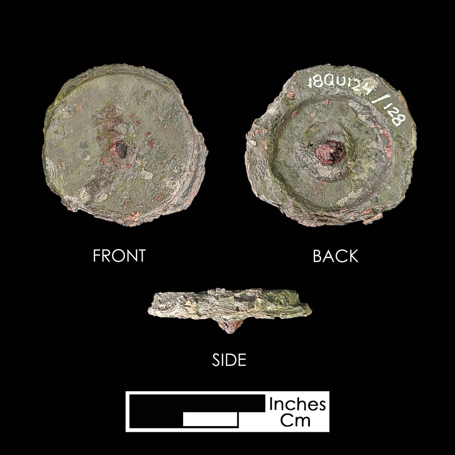 Image of pewter saddle part, Plain Flat Front.