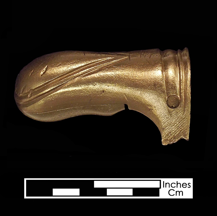 Image of copper alloy saddle part , Incised Teardrop.