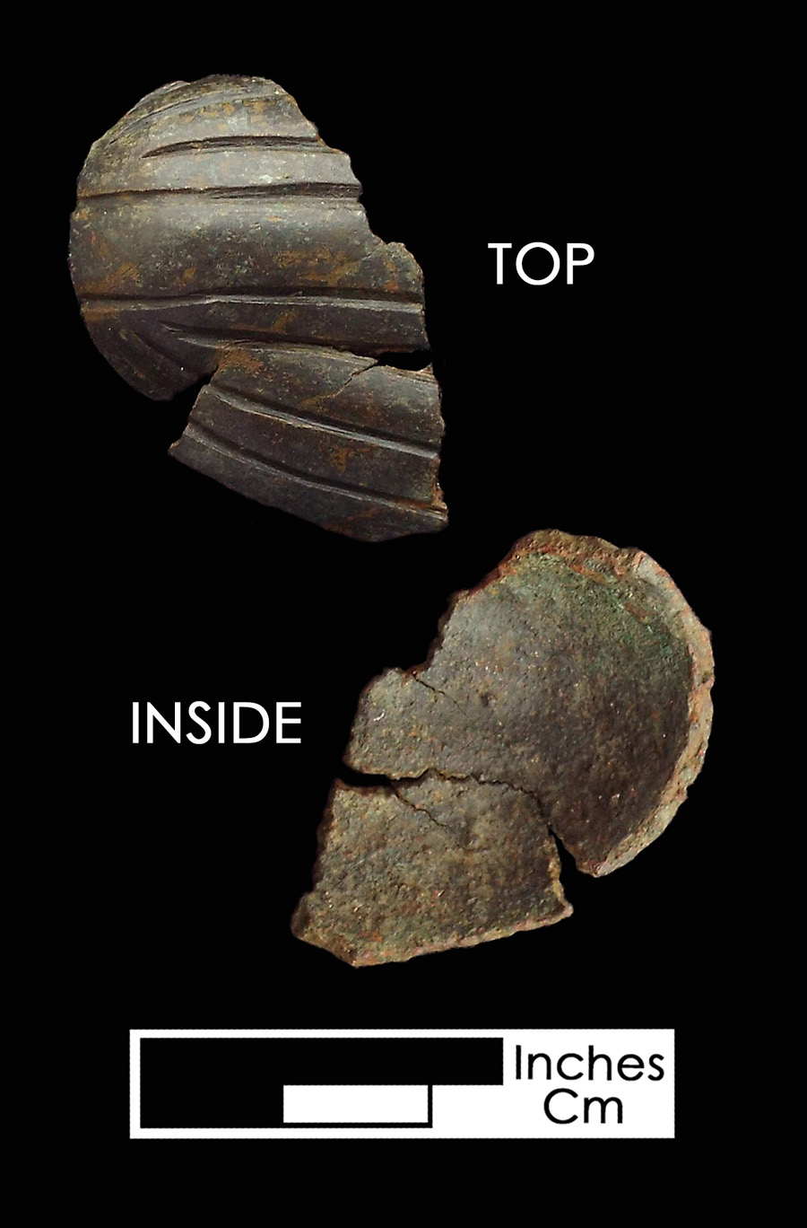 Image of copper alloy saddle part , Incised Lines.