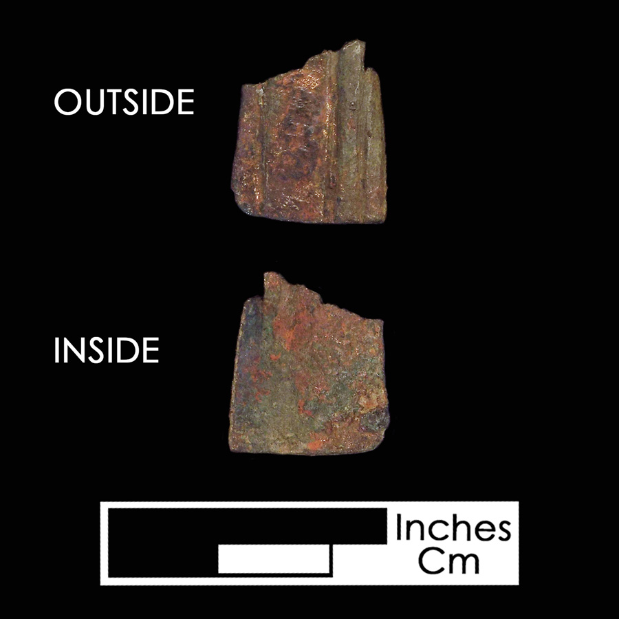 Image of copper alloy saddle part , Incised Lines.