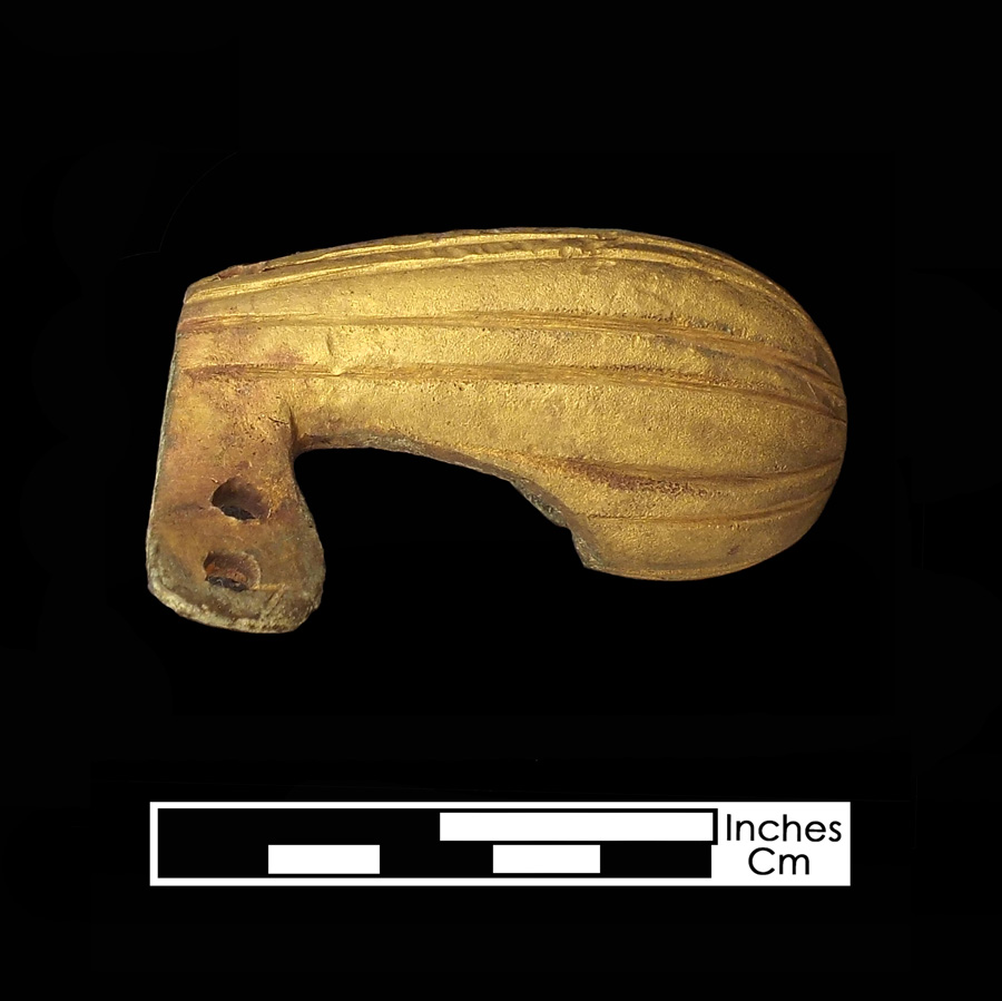 Image of copper alloy saddle part , Incised Lines.