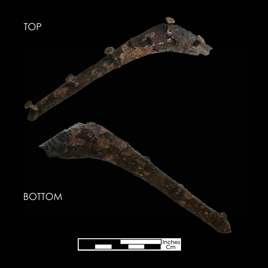 Image of iron saddle plate, Rear Plate.