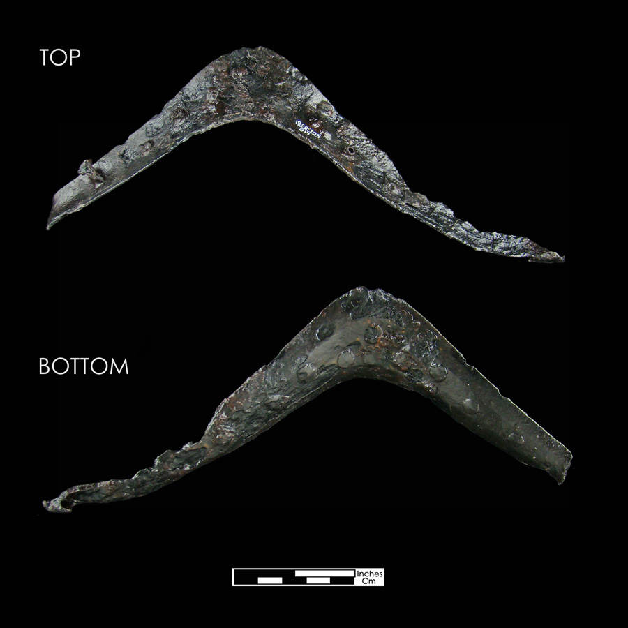 Image of iron saddle plate, Rear Plate.
