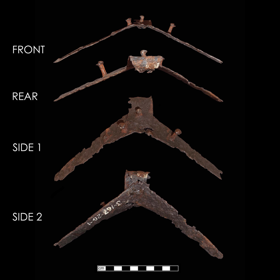 Image of iron saddle plate, Rear Plate.