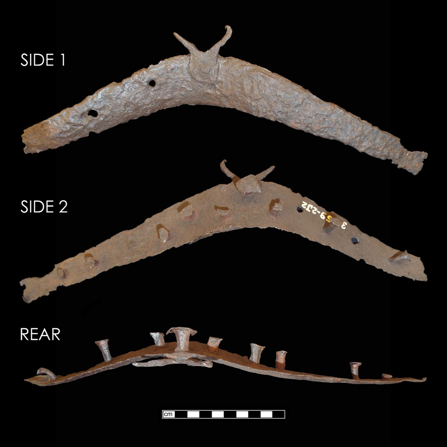 Image of iron saddle plate, Rear Plate.