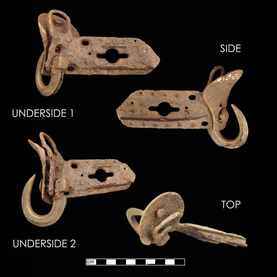 Image of iron/copper alloy saddle plate, Harness Plate.