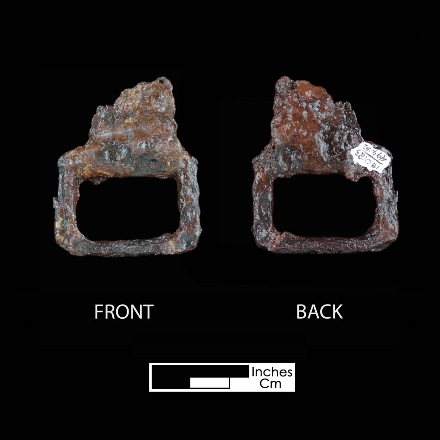 Image of iron saddle part, Rectangular Frame, Shaped Band.