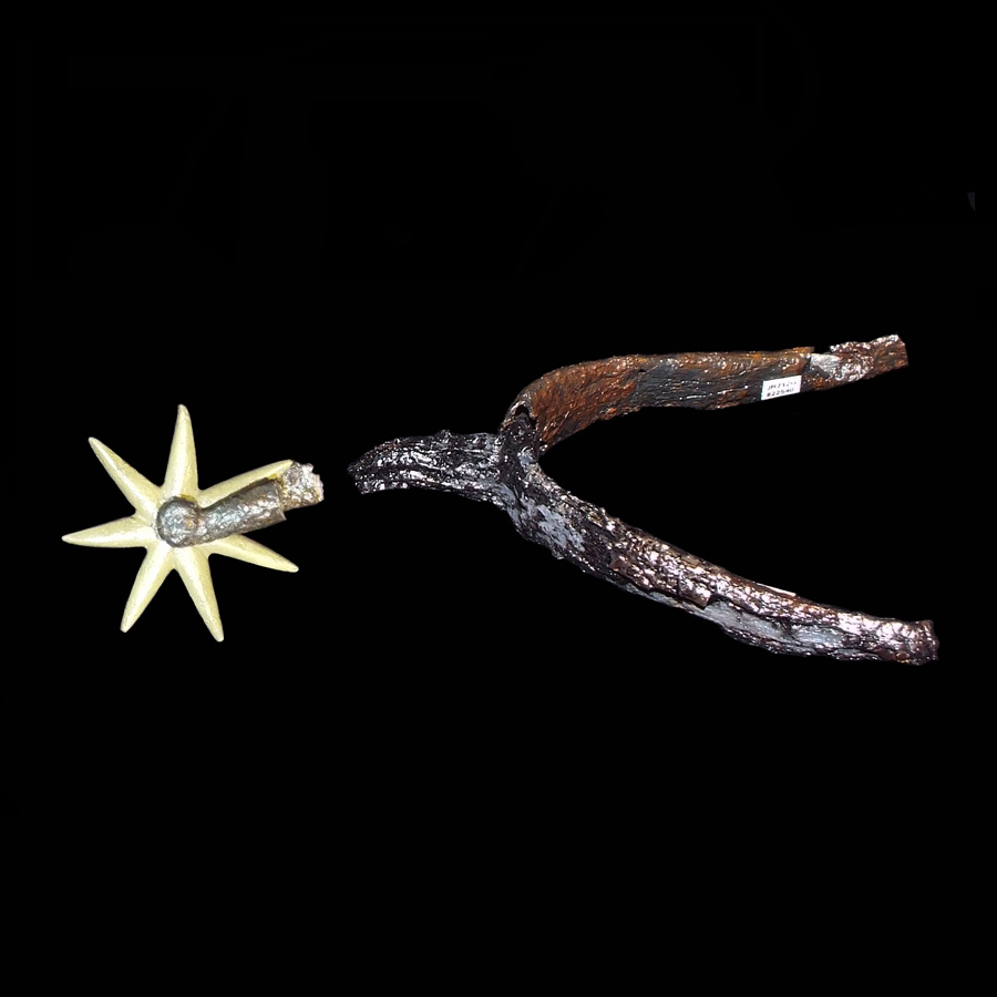 Image of iron spur with copper alloy rowel.