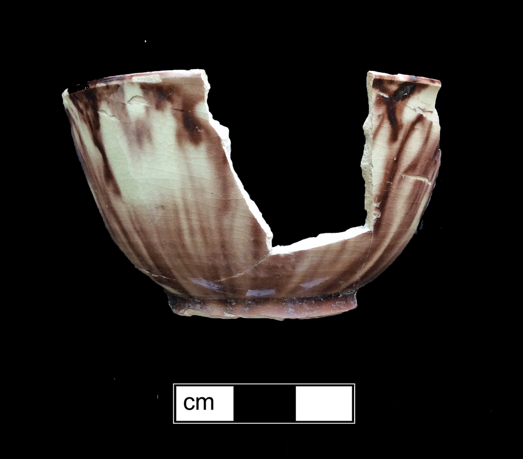 Image of clouded or tortoiseshell glazed fragment.
