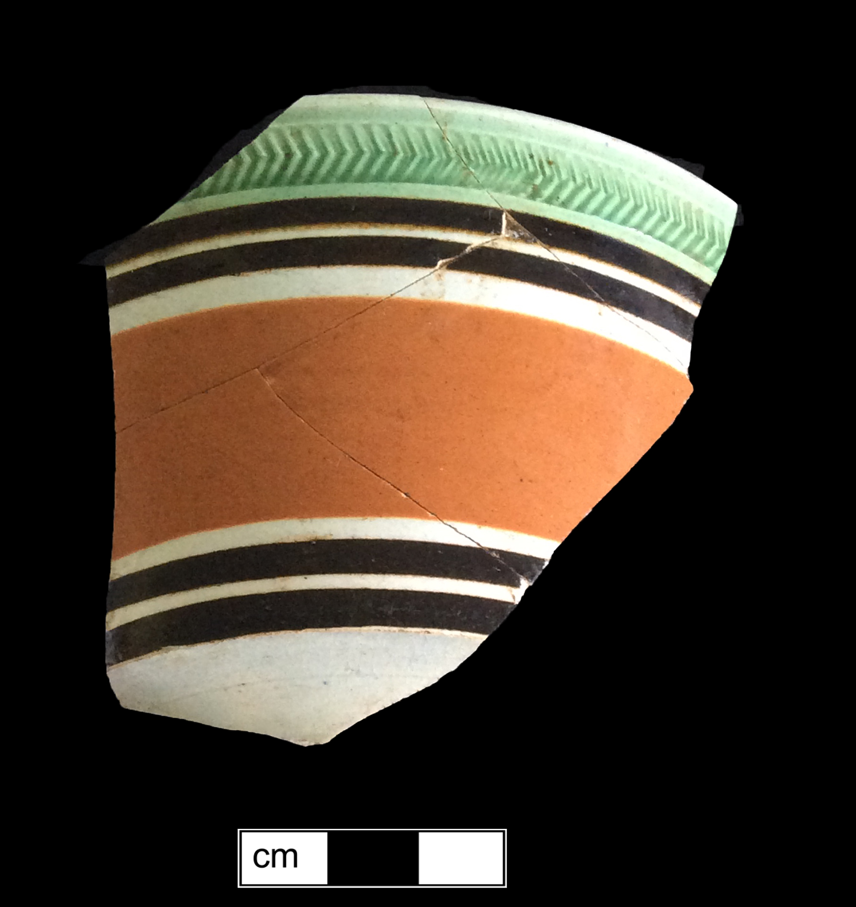 Image of dipped earthenware fragment.