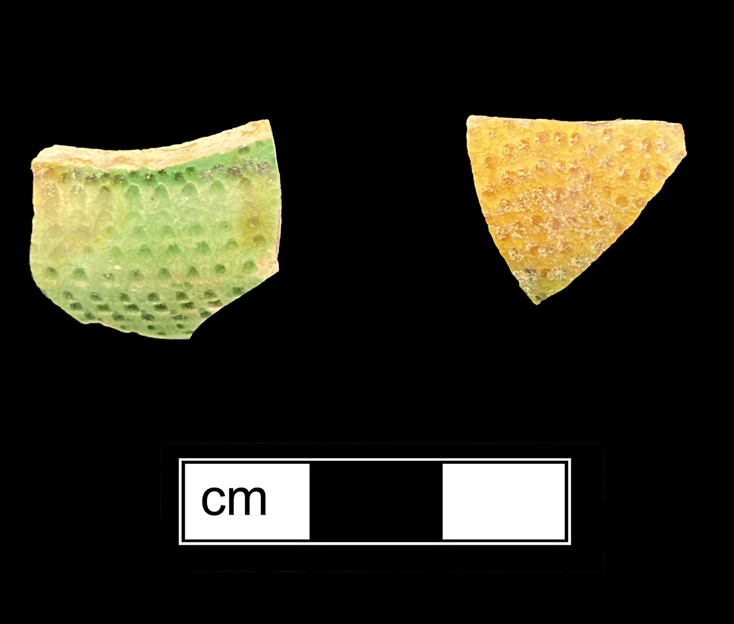 Image of green glazed earthenware fragment.