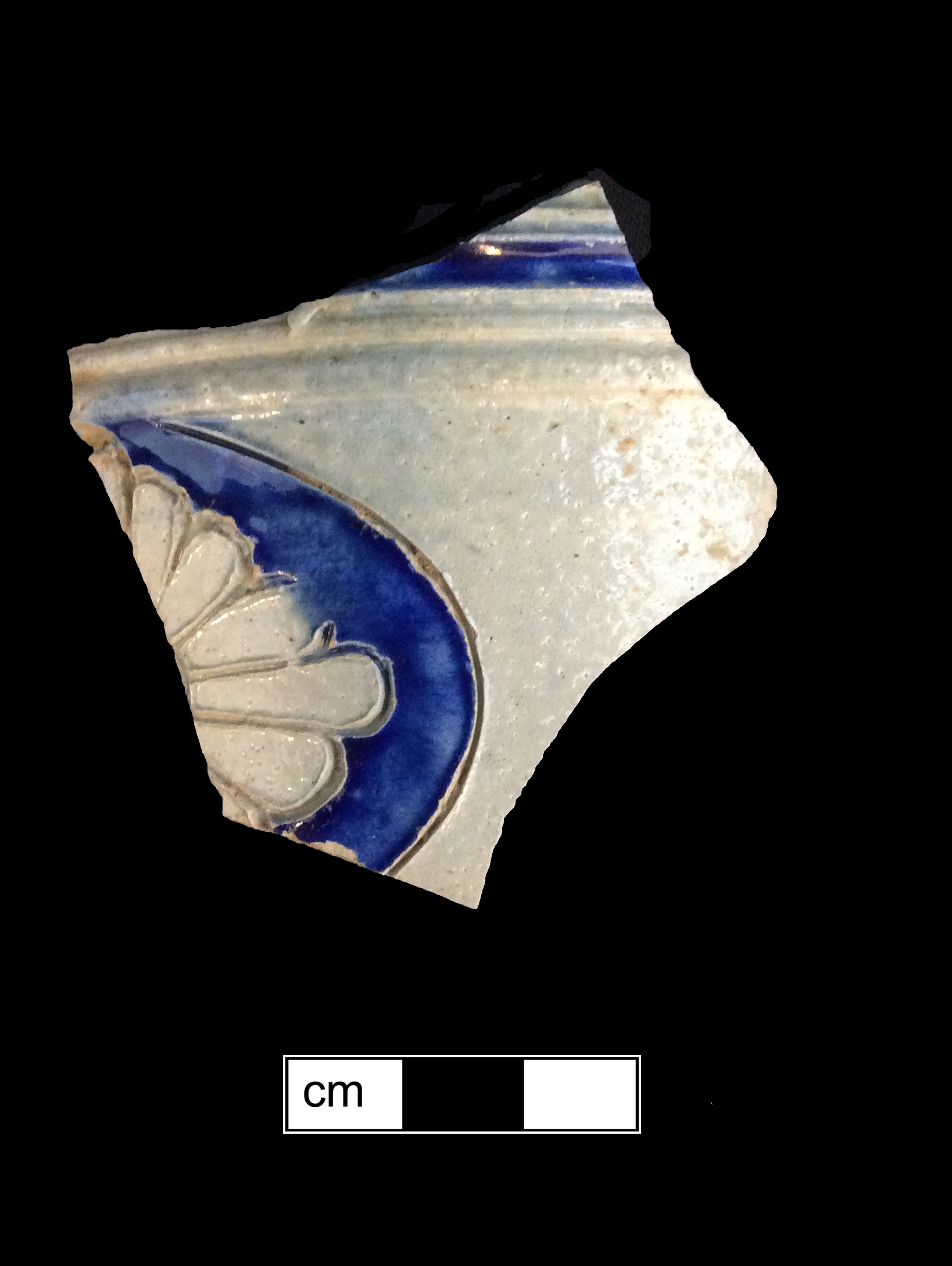 Image of Rhenish blue on gray stoneware fragment.