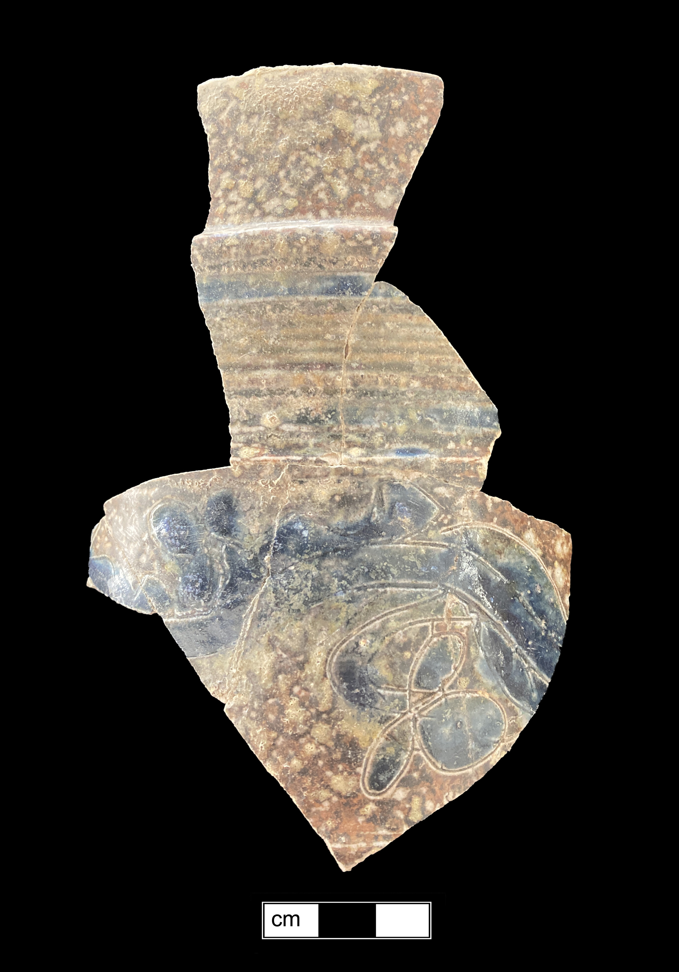 Image of Rhenish blue on gray stoneware fragment.