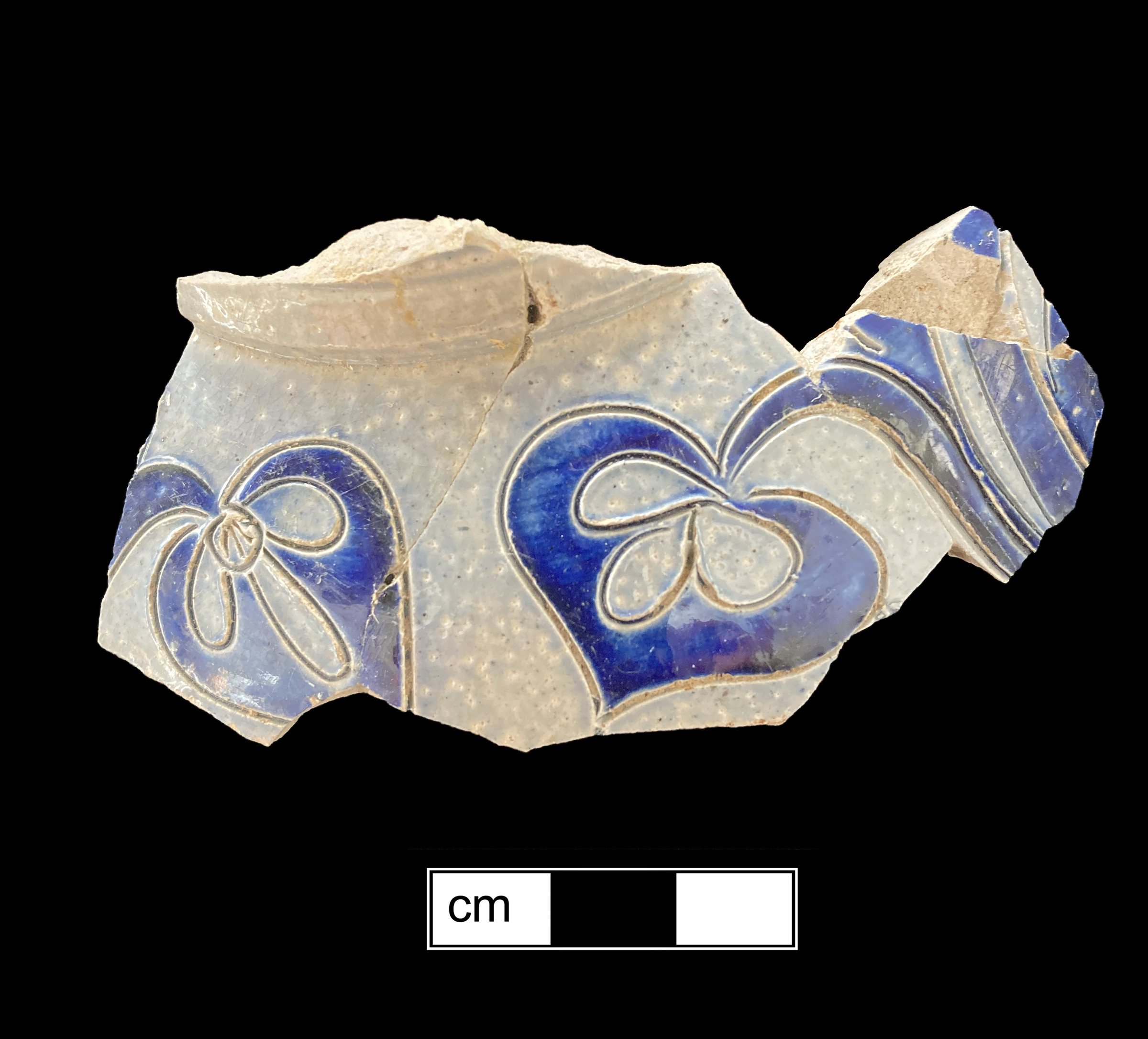 Image of Rhenish blue on gray stoneware fragment.