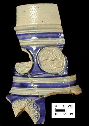 Image of Rhenish blue on gray stoneware fragment.