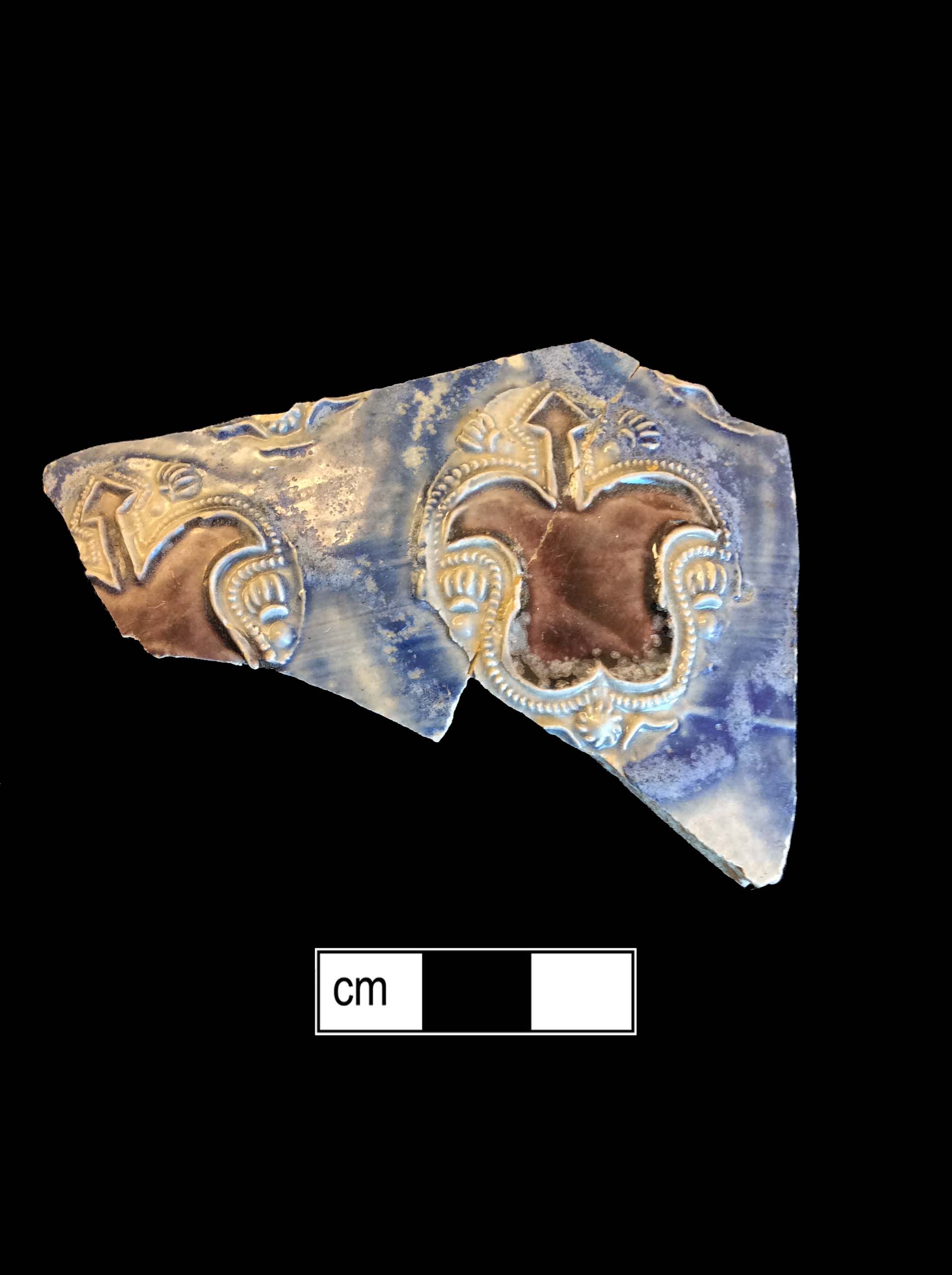 Image of Rhenish blue on gray stoneware fragment.