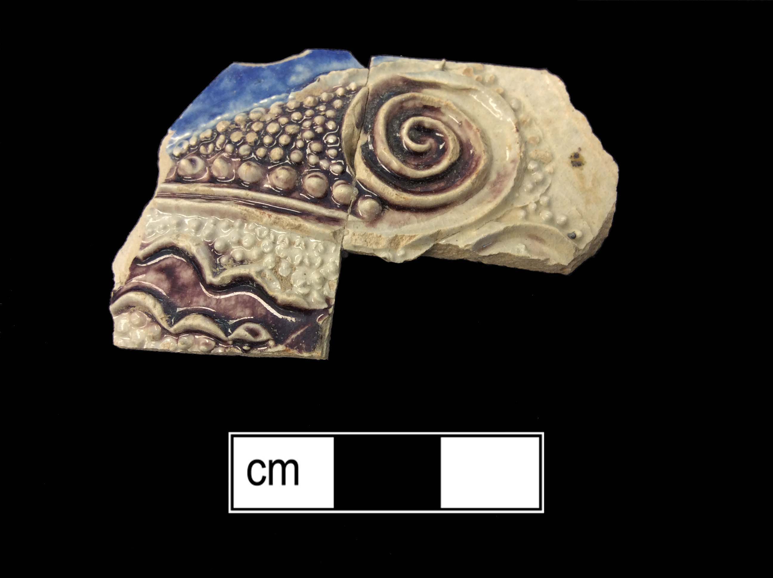 Image of Rhenish blue on gray stoneware fragment.