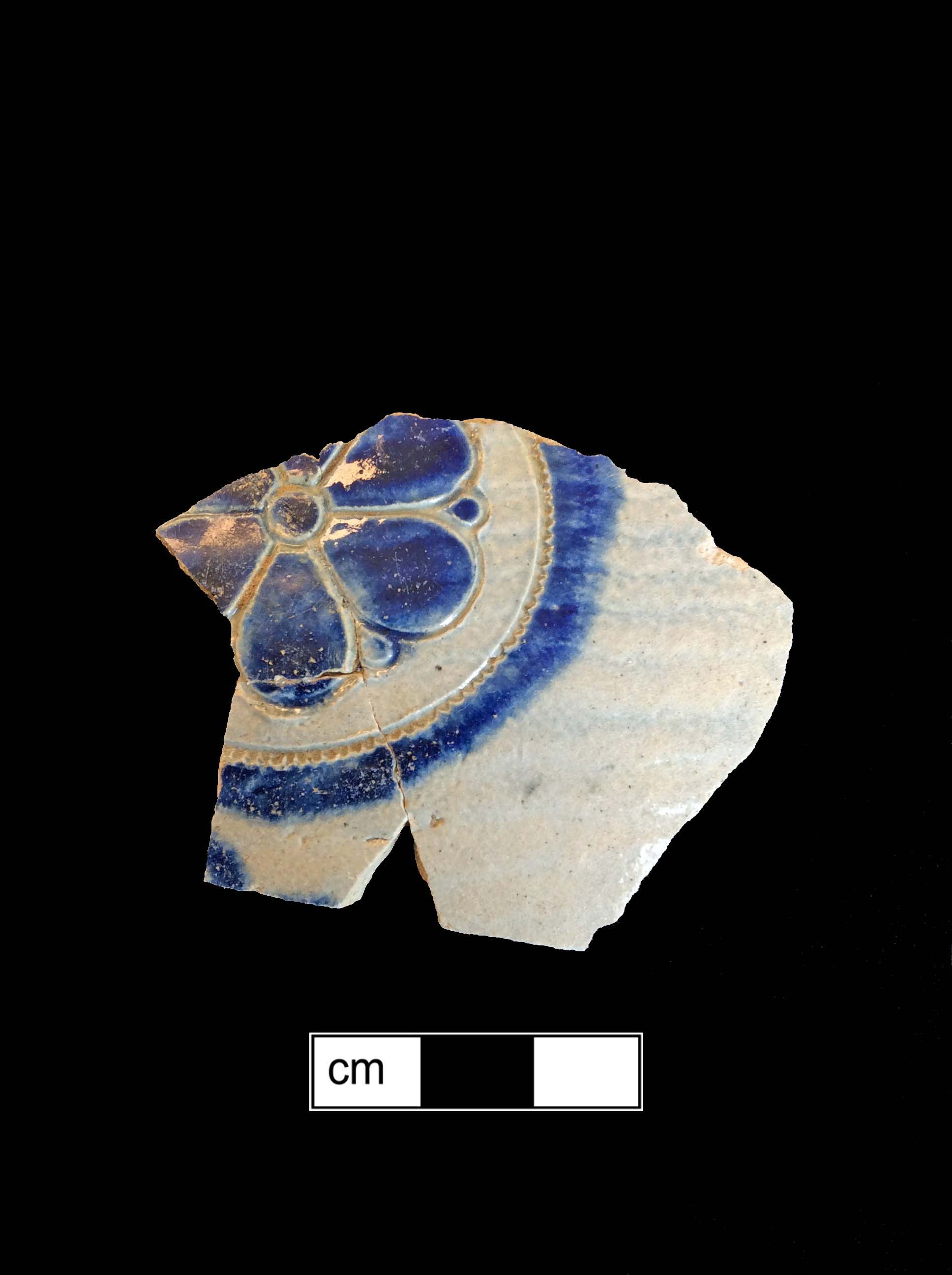Image of Rhenish blue on gray stoneware fragment.