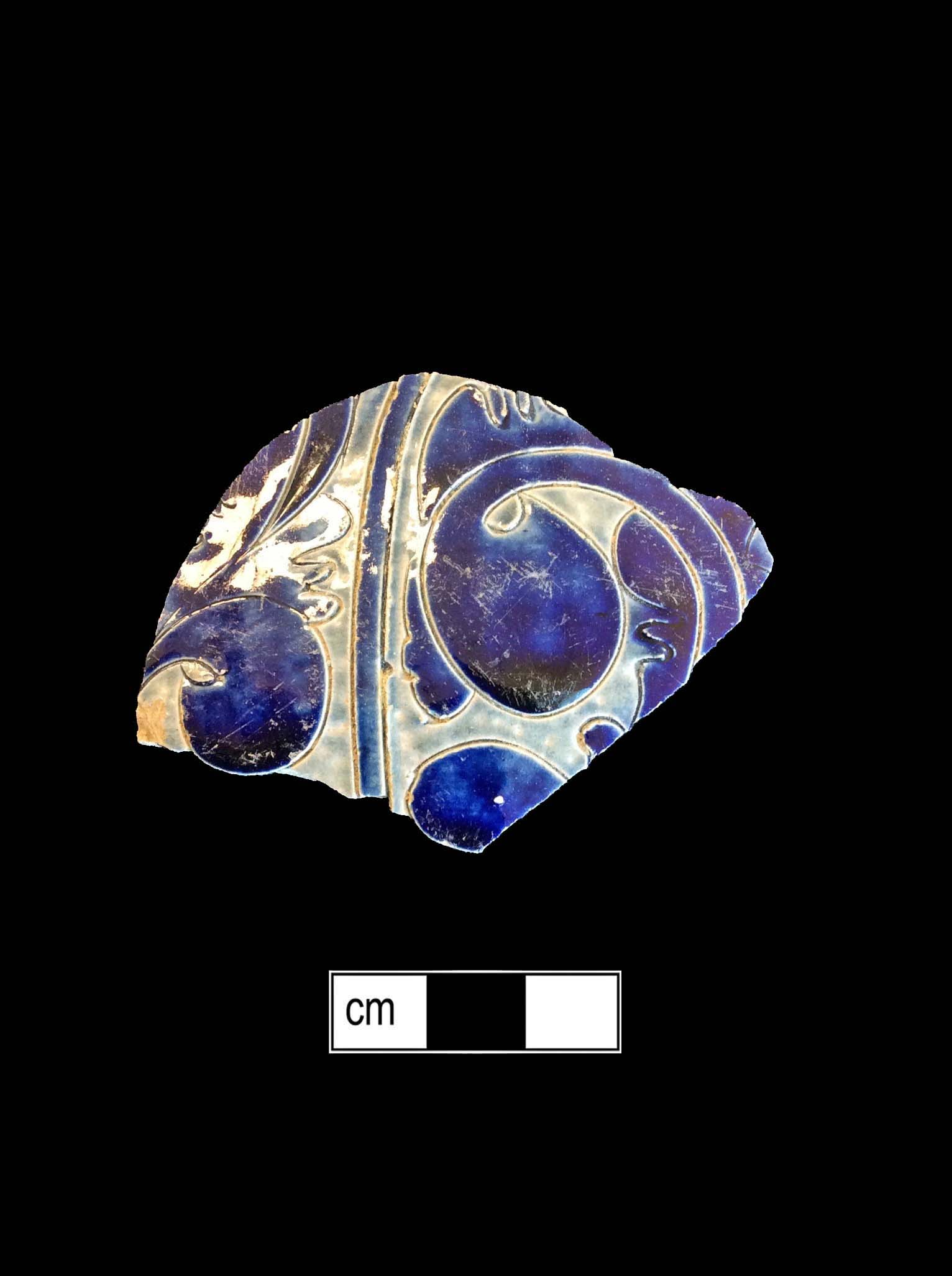 Image of Rhenish blue on gray stoneware fragment.