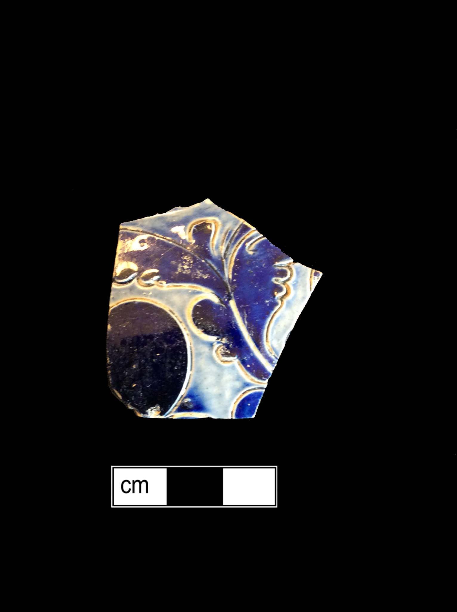 Image of Rhenish blue on gray stoneware fragment.